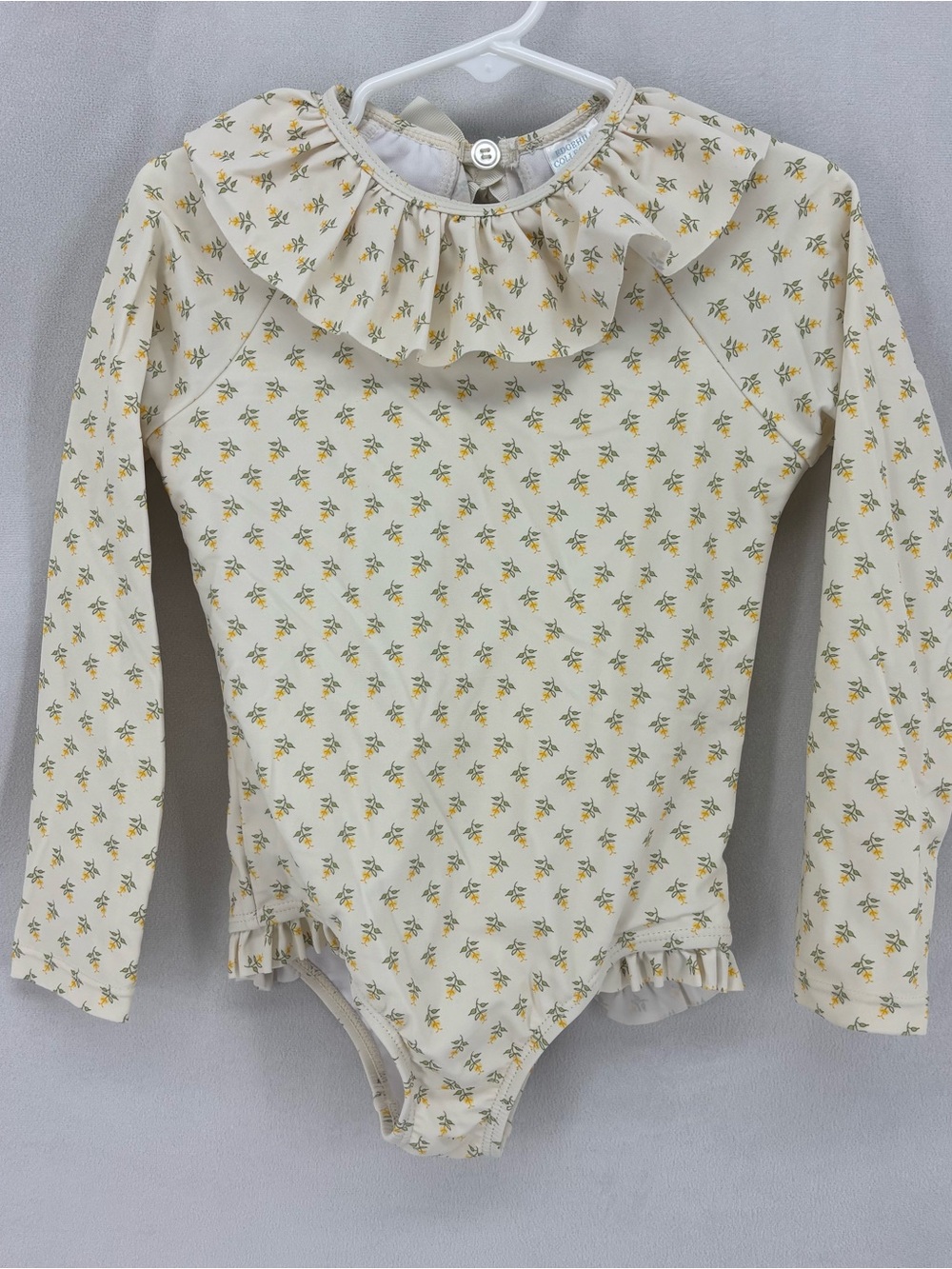 Edgehill Collection Girls Floral Long Sleeve Ruffle Swimsuit Size 5 kids youth
